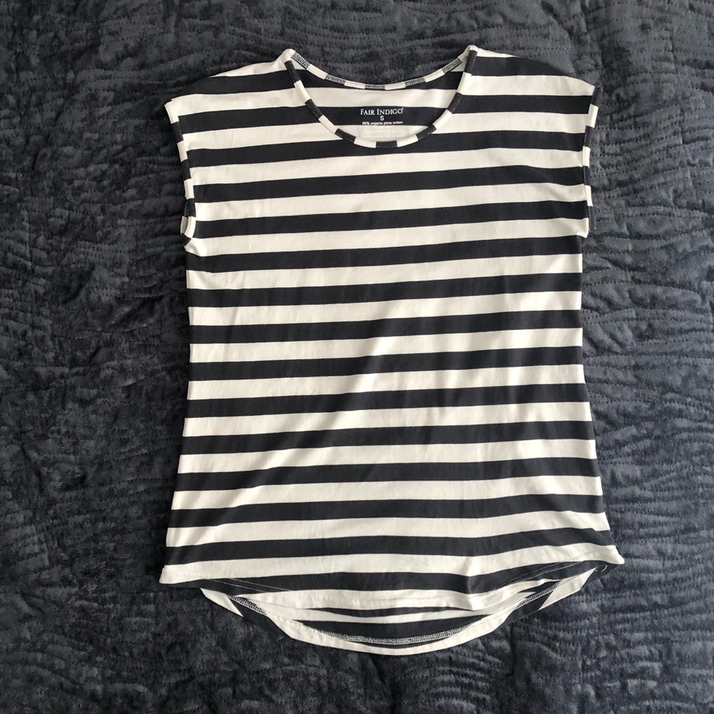 Fair Indigo | S | cap sleeve striped top